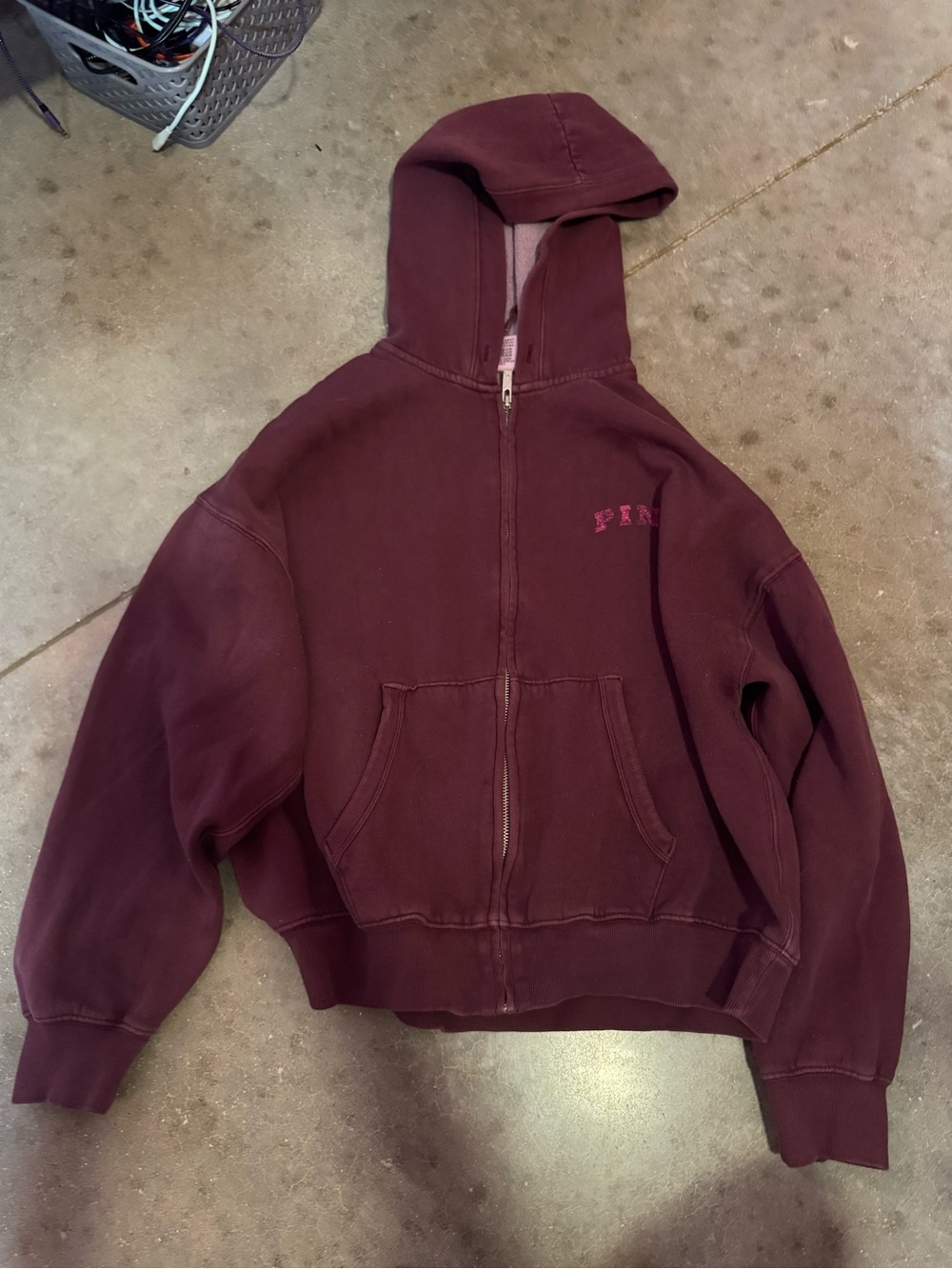 Women’s Maroon Zip-Up Hoodie Jacket - PINK Victoria's Secret